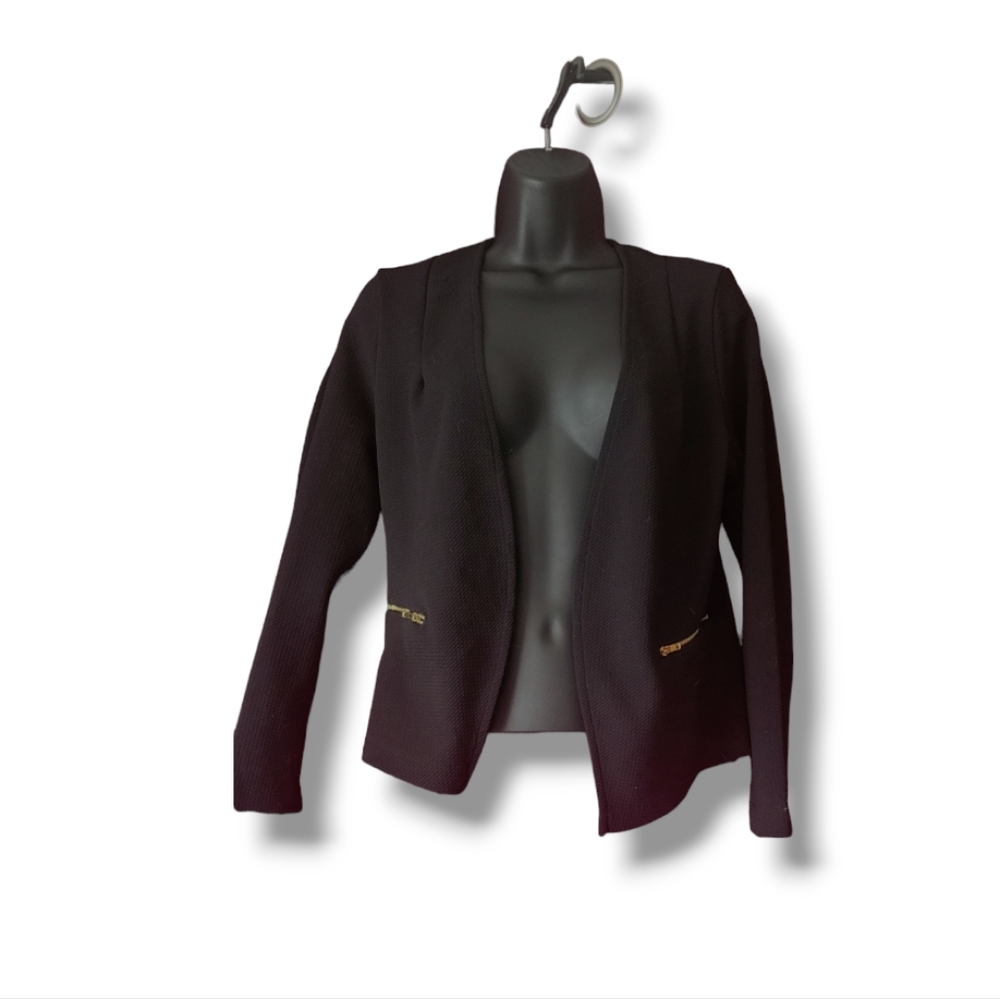 Kaii Black Jacket with Gold Zipper Detail Sz Med
